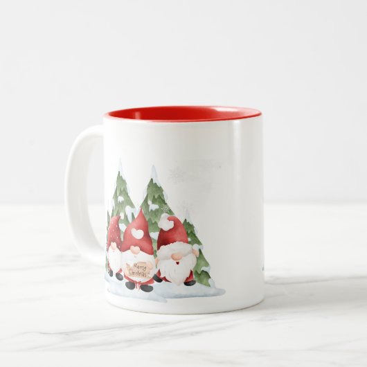 Drie Gnome Christmas Coffee Mok (Voorkant links)