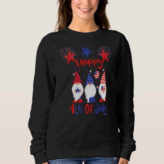 Drie Gnome Happy 4th van juli Vuurwerk American FL Trui (Voorkant)