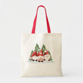 Drie Gnome Kerst Canvas tas