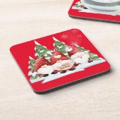 Drie Gnome Kerst Hard Plastic Onderzetter (Linkerzijde)