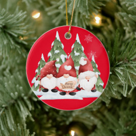 Drie Gnome Kerst Keramisch Ornament