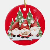 Drie Gnome Kerst Keramisch Ornament (Voorkant)