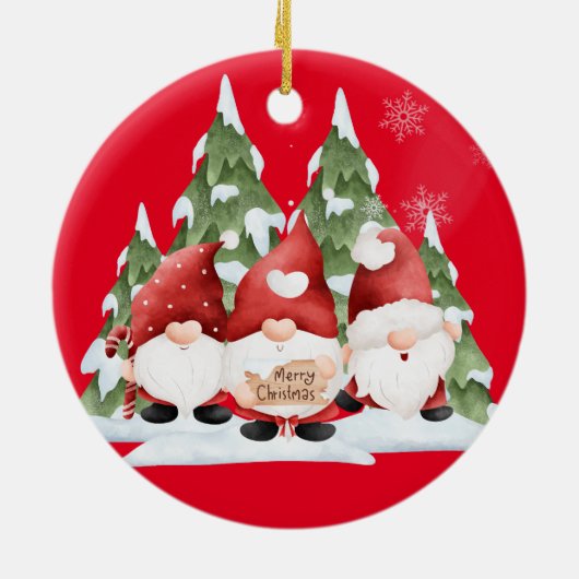 Drie Gnome Kerst Keramisch Ornament (Achterkant)