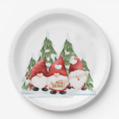 Drie Gnome Kerst Papier Borden Papieren Bordje (Voorkant)