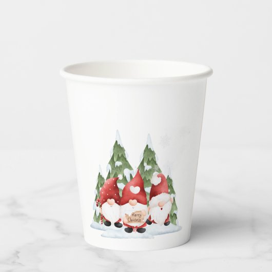 Drie Gnome Kerst Papieren Bekers (Achterkant)