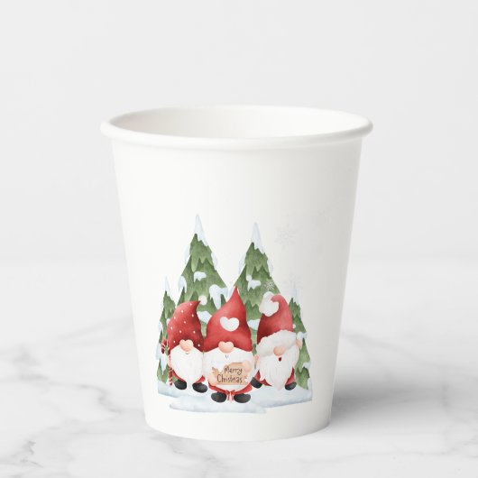 Drie Gnome Kerst Papieren Bekers (Voorkant)