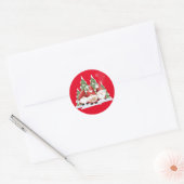 Drie Gnome Kerst Ronde Stickers (Envelop)