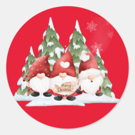 Drie Gnome Kerst Ronde Stickers