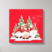 Drie Gnome Kerst Uitgerekt Canvas Print (Voorkant)