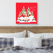Drie Gnome Kerst Uitgerekt Canvas Print (Insitu (Slaapkamer))