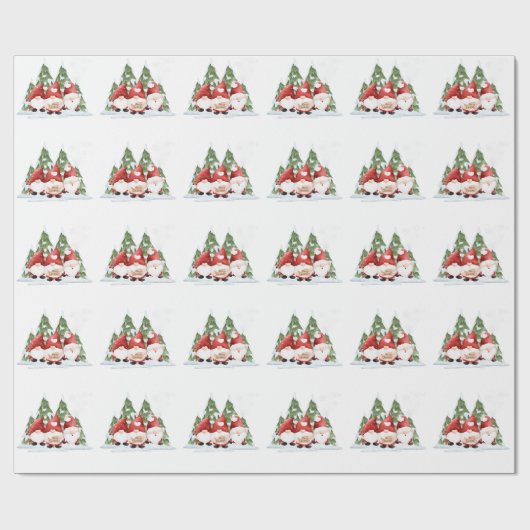 Drie Gnome Kerst Verpakkingspapier Cadeaupapier (Vlak)