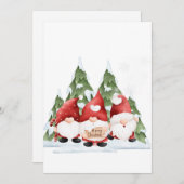 Drie Gnome Kerstmis Uitnodiging (Voorkant / Achterkant)