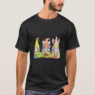 Drie Gnome Pasen Leuke Konijntje Ei Jacht Gelukkig T-shirt