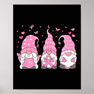 Drie Gnome Pink Ribbon Breast Cancer Awar Poster