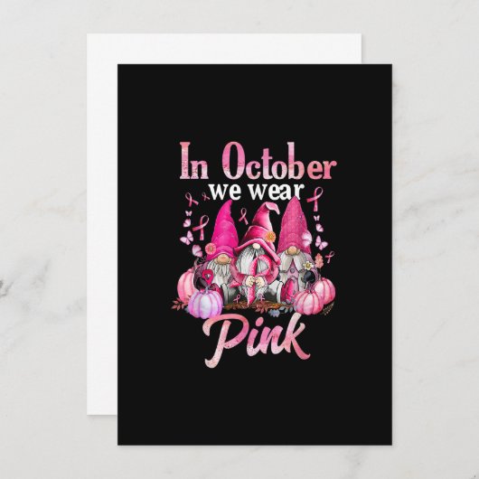 Drie Gnome Pink Ribbon Breast Cancer Bewustheid Gn Kaart (Voorkant / Achterkant)