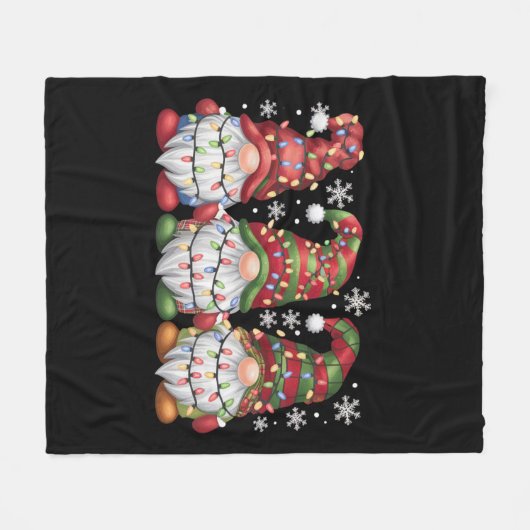 Drie Gnomen Buffalo Pset Red Kerstmis Fleece Deken (Voorkant (Horizontaal))