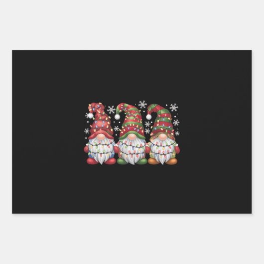 Drie Gnomen Buffalo Pset Red Kerstmis Inpakpapier Vel (Voorkant)