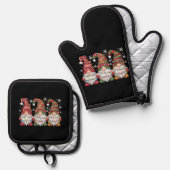 Drie Gnomen Buffalo Pset Red Kerstmis Ovenwant & Pannenlap Set (Voorkant / Achterkant)
