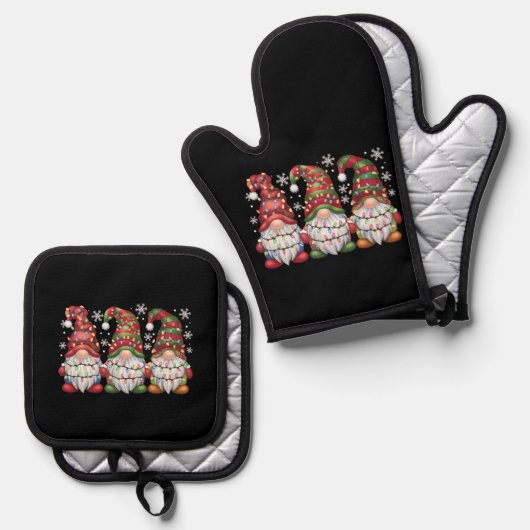 Drie Gnomen Buffalo Pset Red Kerstmis Ovenwant & Pannenlap Set (Voorkant / Achterkant)