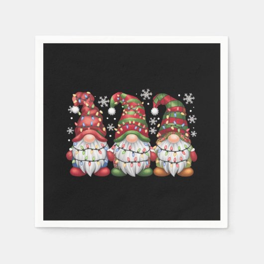 Drie Gnomen Buffalo Pset Red Kerstmis Servet (Voorkant)