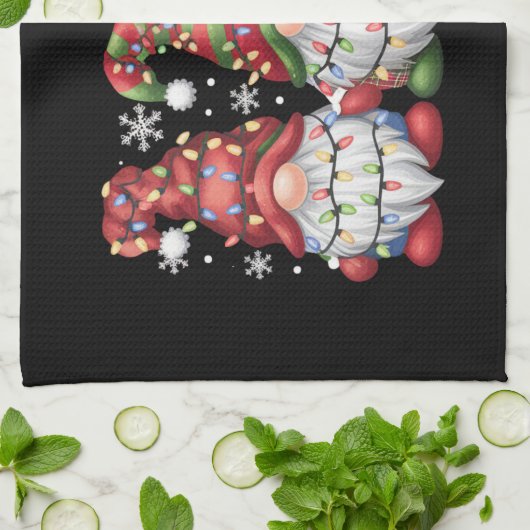 Drie Gnomen Buffalo Pset Red Kerstmis Theedoek (Gevouwen)