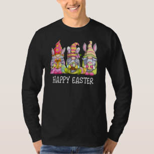 Drie gnomen die paaseieren houden die Bunny Happy T-shirt
