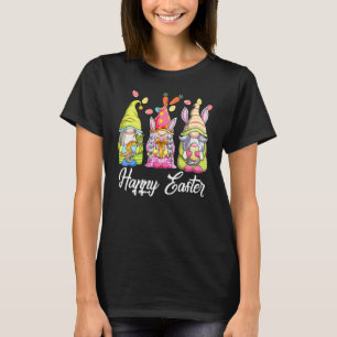 Drie gnomen die paaseieren houden die Bunny Happy T-shirt