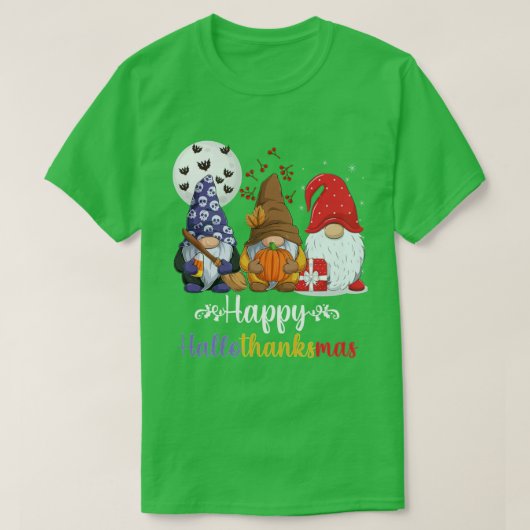 Drie Gnomen Happy Halloween Herfst Candy Corn Pump T-shirt (Design voorkant)