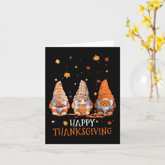 Drie gnomen Happy Thanksgiving Day Herfst herfst G Kaart (Gele Bloem)