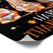 Drie gnomen Happy Thanksgiving Day Herfst herfst G Poster (Hoek)