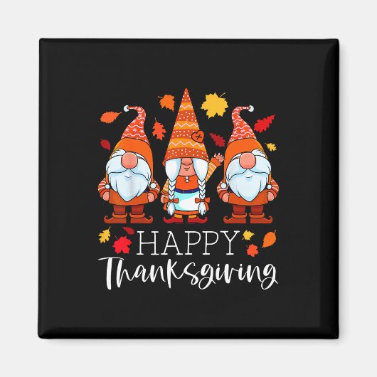 Drie Gnomen Happy Thanksgiving Gnomen Herfst Gnome Magneet (Voorkant)