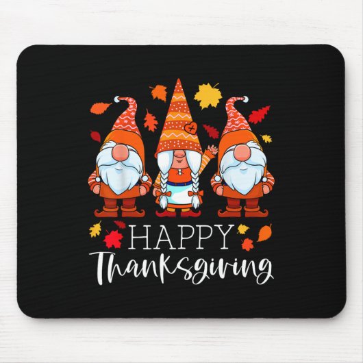 Drie Gnomen Happy Thanksgiving Gnomen Herfst Gnome Muismat (Voorkant)