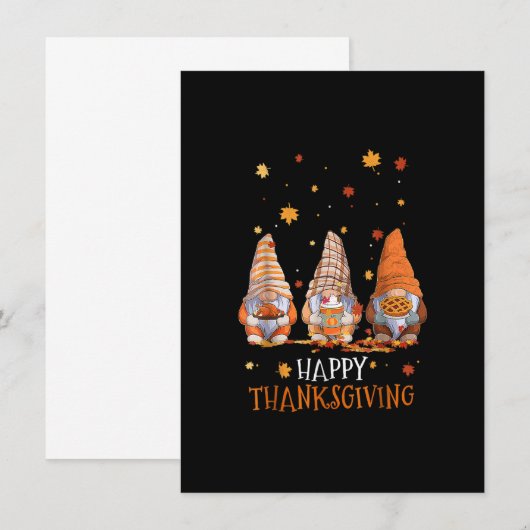 Drie Gnomen Happy Thanksgiving Herfst Pumpki Kaart (Voorkant / Achterkant)