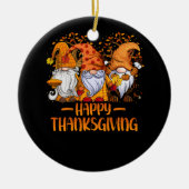 Drie Gnomen Happy Thanksgiving Herfst Pumpki Keramisch Ornament (Voorkant)