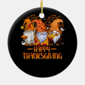 Drie Gnomen Happy Thanksgiving Herfst Pumpki Keramisch Ornament (Achterkant)