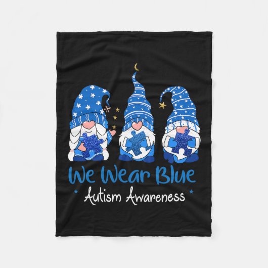 Drie Gnomen Holding Blue Puzzle Autism Awareness Fleece Deken (Voorkant)