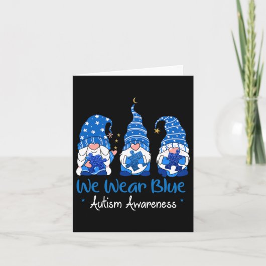Drie Gnomen Holding Blue Puzzle Autism Awareness Kaart (Voorkant)