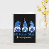 Drie Gnomen Holding Blue Puzzle Autism Awareness Kaart (Gele Bloem)