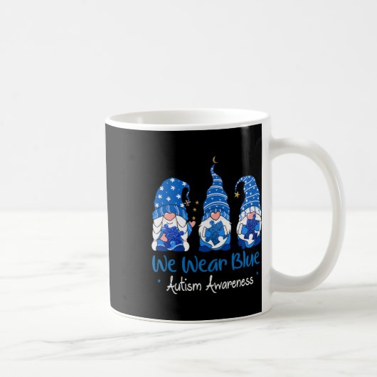 Drie Gnomen Holding Blue Puzzle Autism Awareness Koffiemok (Rechts)