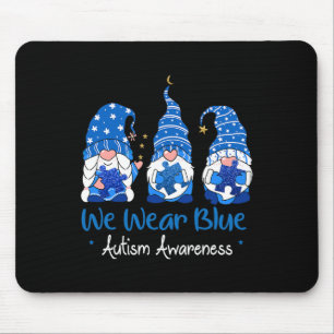 Drie Gnomen Holding Blue Puzzle Autism Awareness Muismat