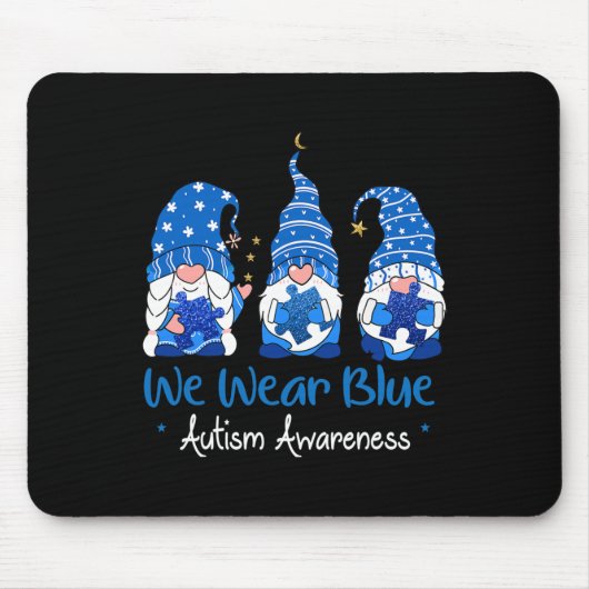 Drie Gnomen Holding Blue Puzzle Autism Awareness Muismat (Voorkant)