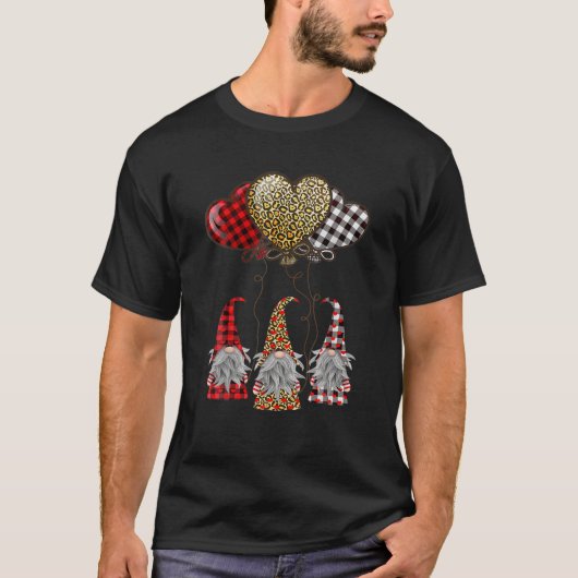 Drie Gnomen Holding Hearts Leopard Valentijnsdag T-shirt (Voorkant)