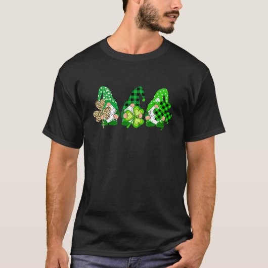 Drie Gnomen Holding Pset Leopard Shamrock St Pat T-shirt (Voorkant)