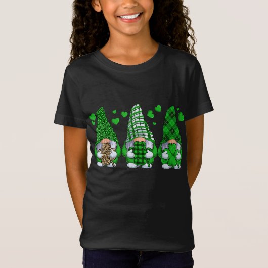 Drie gnomen Holding Shamrock Leopard Pset St Pat T-shirt (Voorkant)