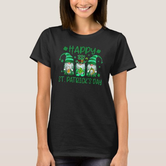 Drie gnomen Holding Shamrock Leopard Pset St Pat T-shirt (Voorkant)