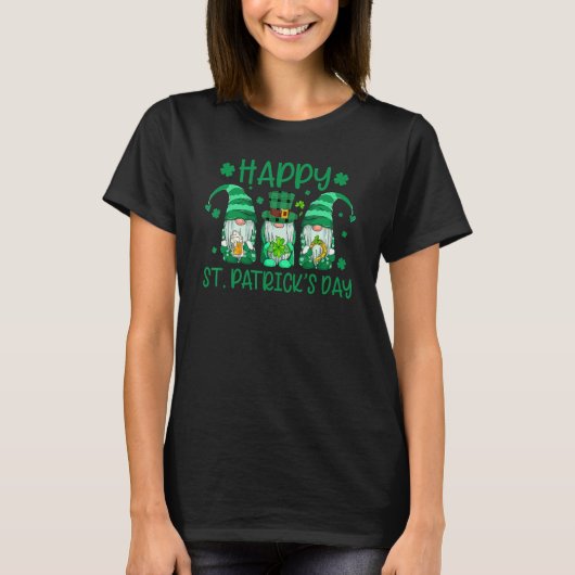 Drie gnomen Holding Shamrock Leopard Pset St Pat T-shirt (Voorkant)
