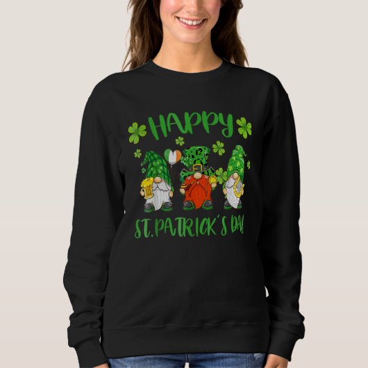 Drie gnomen Holding Shamrock Leopard Pset St Pat Trui (Voorkant)