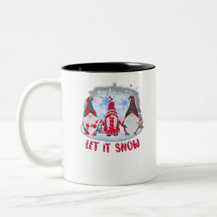 Drie gnomen in het rood, laat het sneeuwen met ker tweekleurige koffiemok