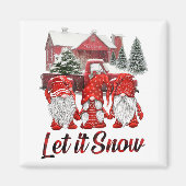 Drie gnomen in het rood, laat het sneeuwkerst word magneet (Voorkant)