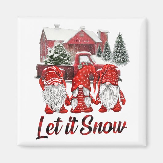 Drie gnomen in het rood, laat het sneeuwkerst word magneet (Voorkant)